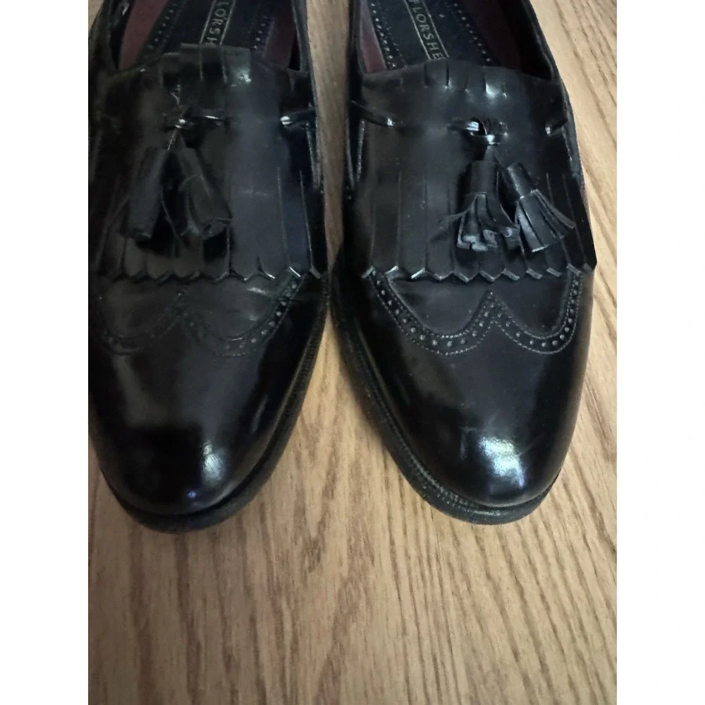 Vtg Florsheim Black Leather Tassel Loafers 10 1/2 D Kiltie Dress Shoes RUNS BIG